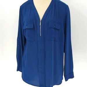 Notations women's XL long sleeve blue blouse
